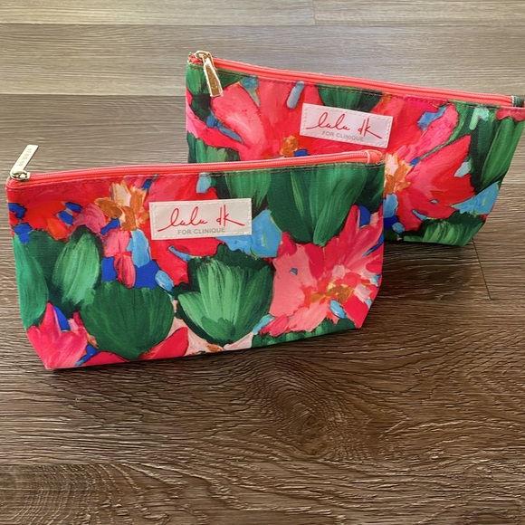 Clinique Handbags - Lulu dk for Clinique Cosmetic Bag Makeup Pouch Set of Two